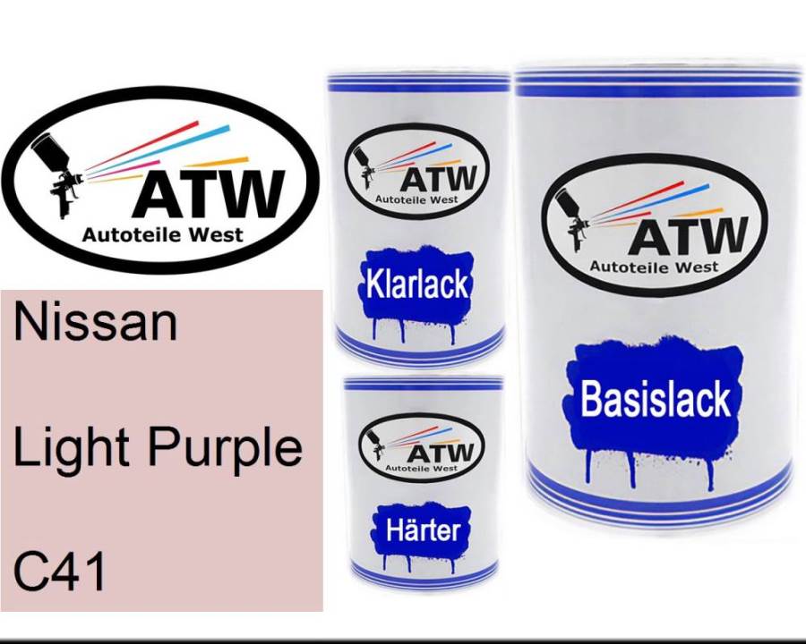 Nissan, Light Purple, C41: 500ml Lackdose + 500ml Klarlack + 250ml Härter - Set, von ATW Autoteile West.